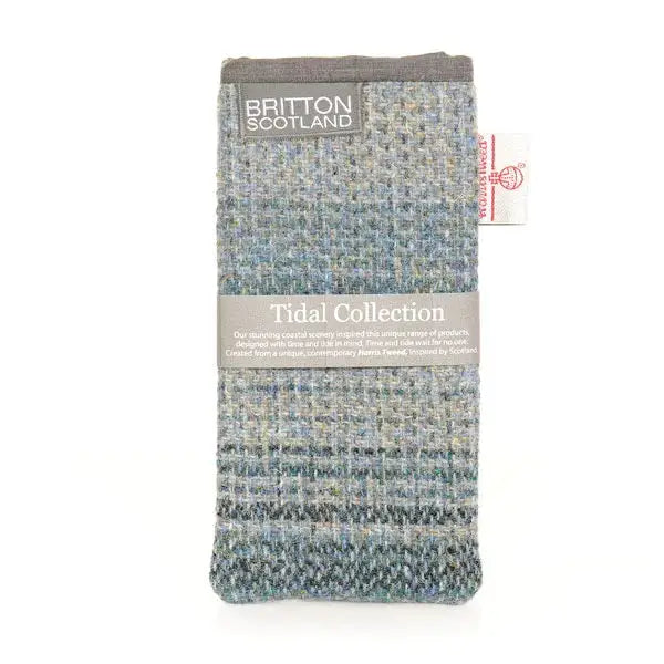 Harris Tweed Slim Glasses Case - Teal Stripe (Tidal Range)