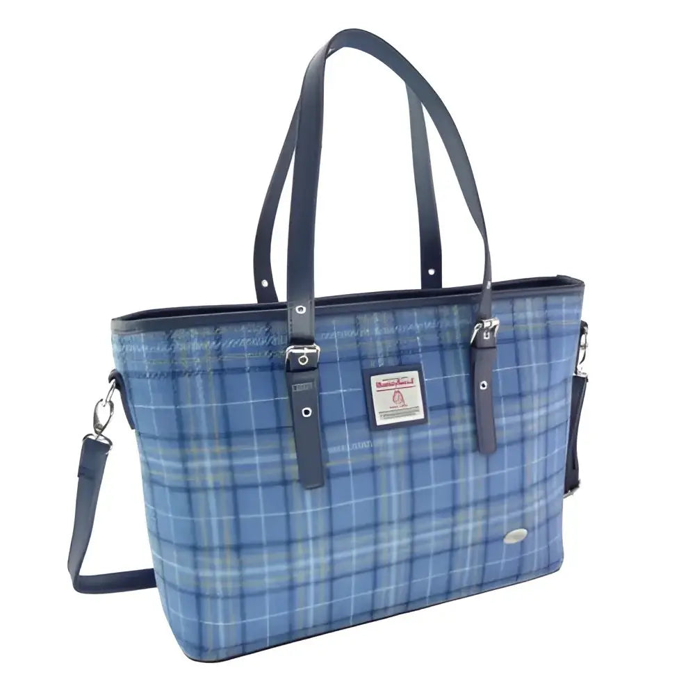 Harris Tweed Spey Tote Bag - Light Blue Check #129