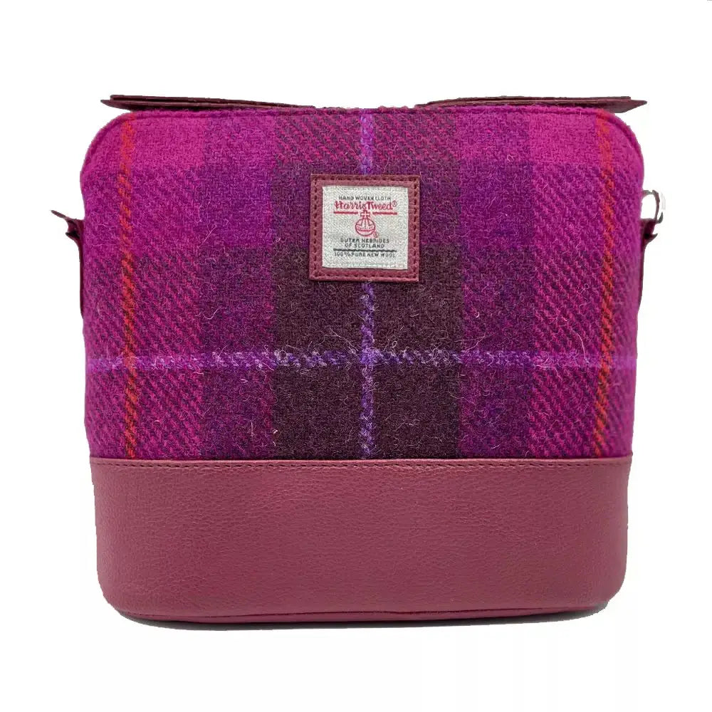 Harris Tweed Square Shoulder Bag - Purple Check