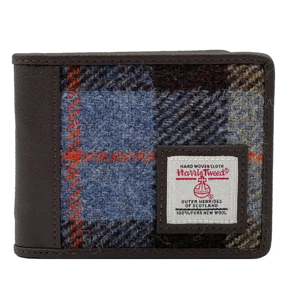 Harris Tweed Tri-fold Wallet - Blue/Brown
