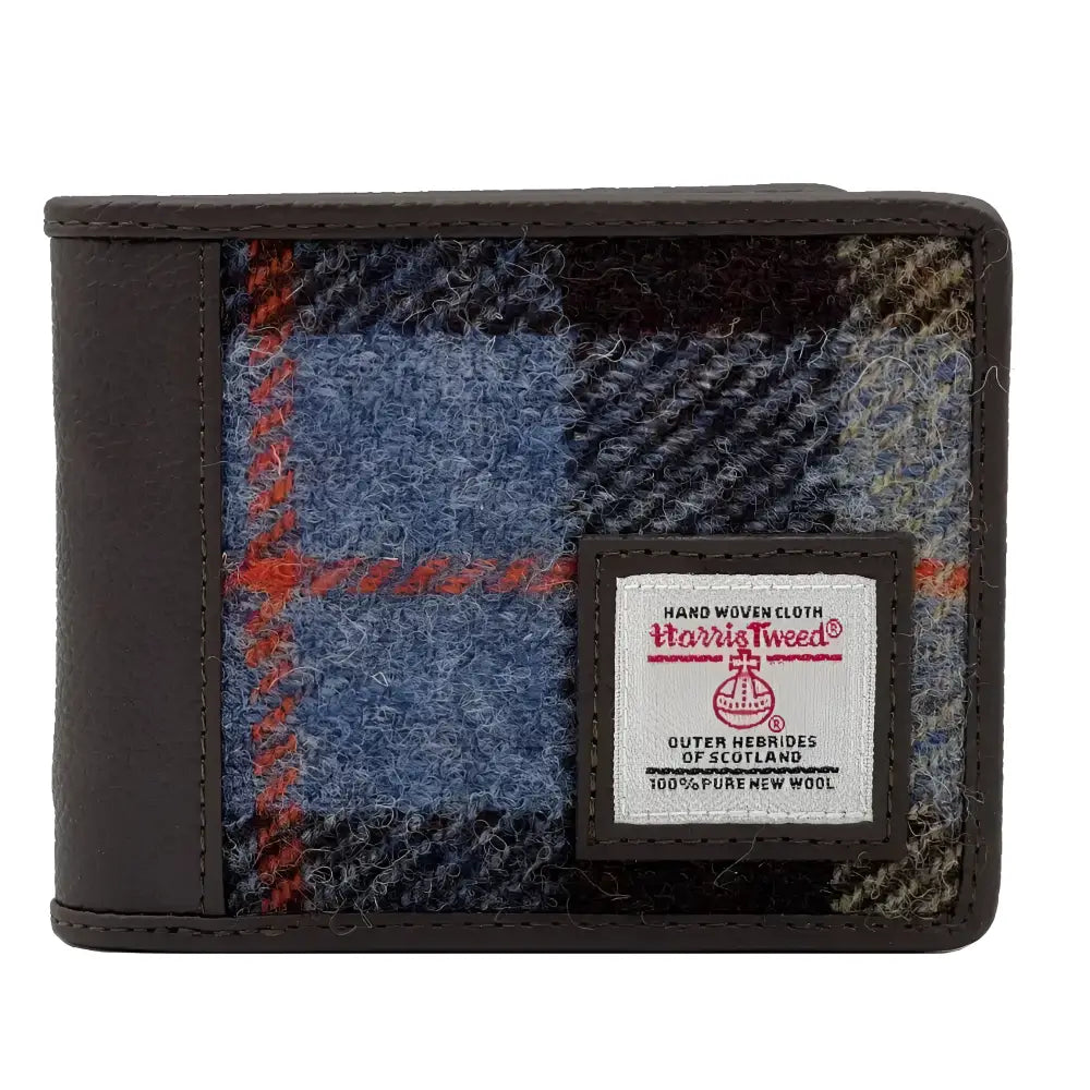 Harris Tweed Tri-fold Wallet - Blue/Brown