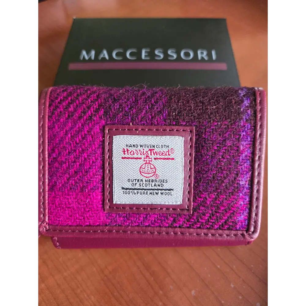 Harris Tweed Trifold Purse - Purple Check