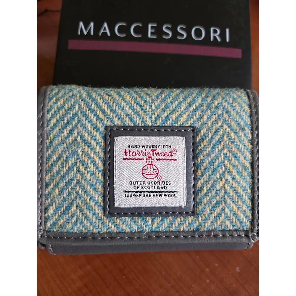 Harris Tweed Trifold Purse - Turquoise