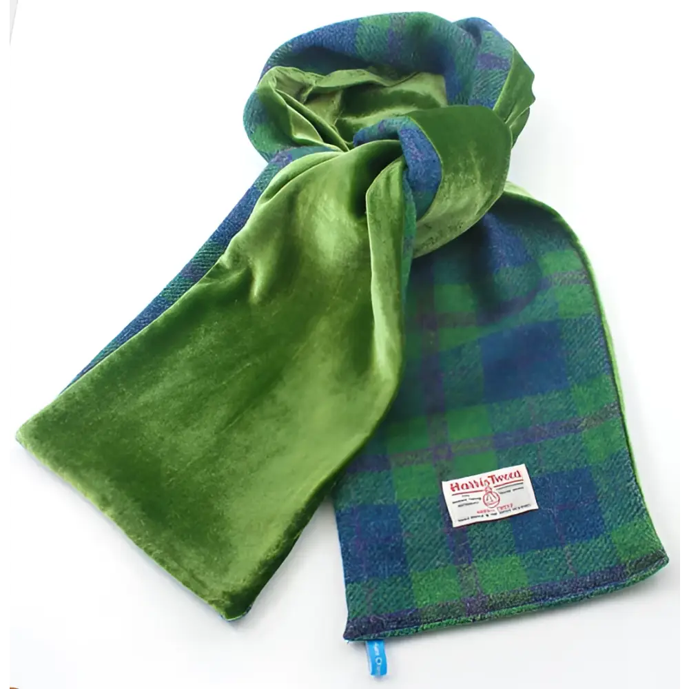 Harris Tweed & Velvet Scarves - Green