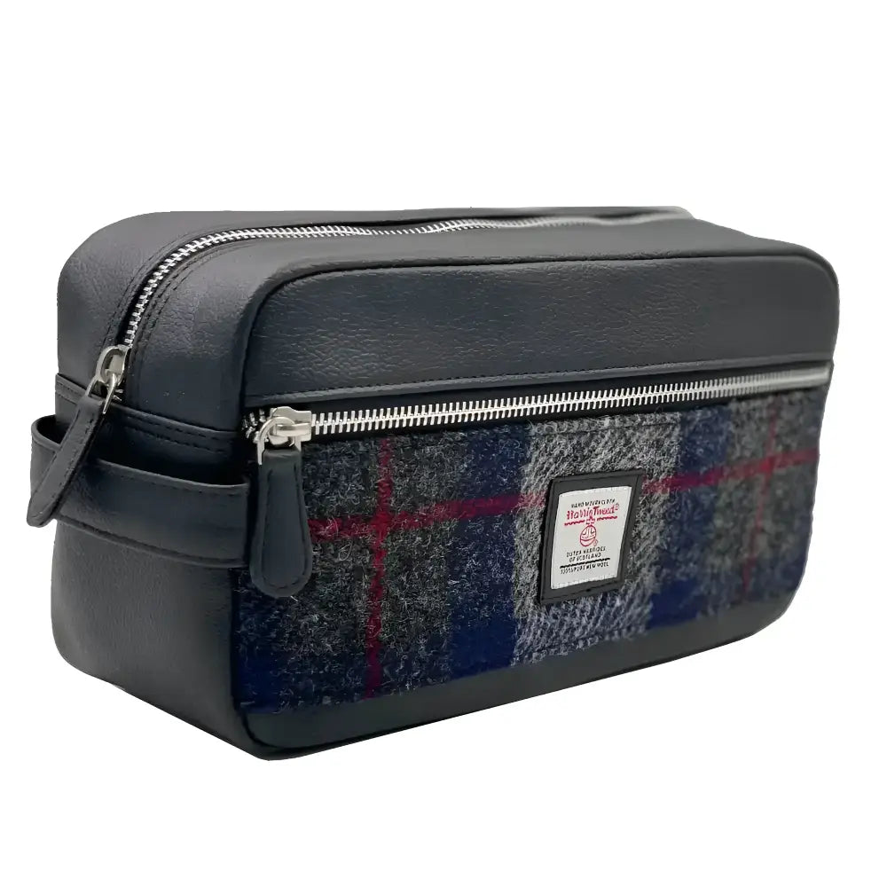Harris Tweed Wash Bag - Blue Check