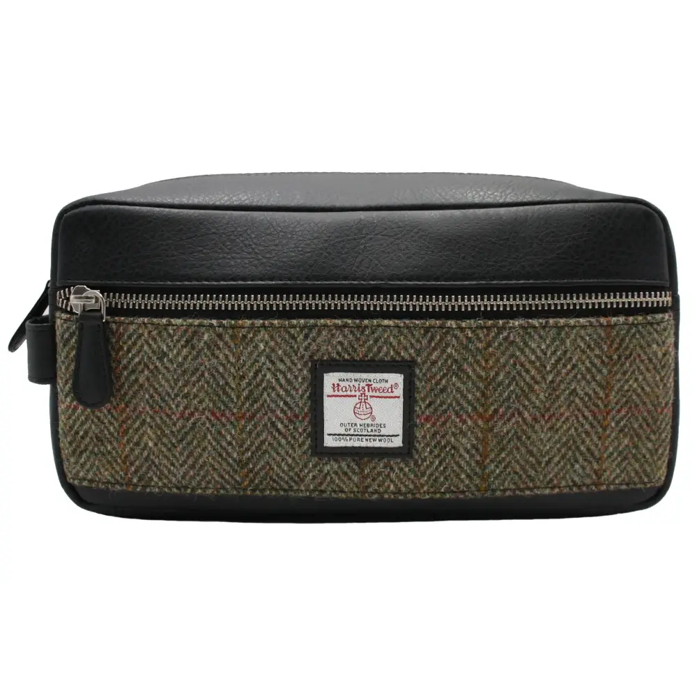 Harris Tweed Wash Bag - Country Green