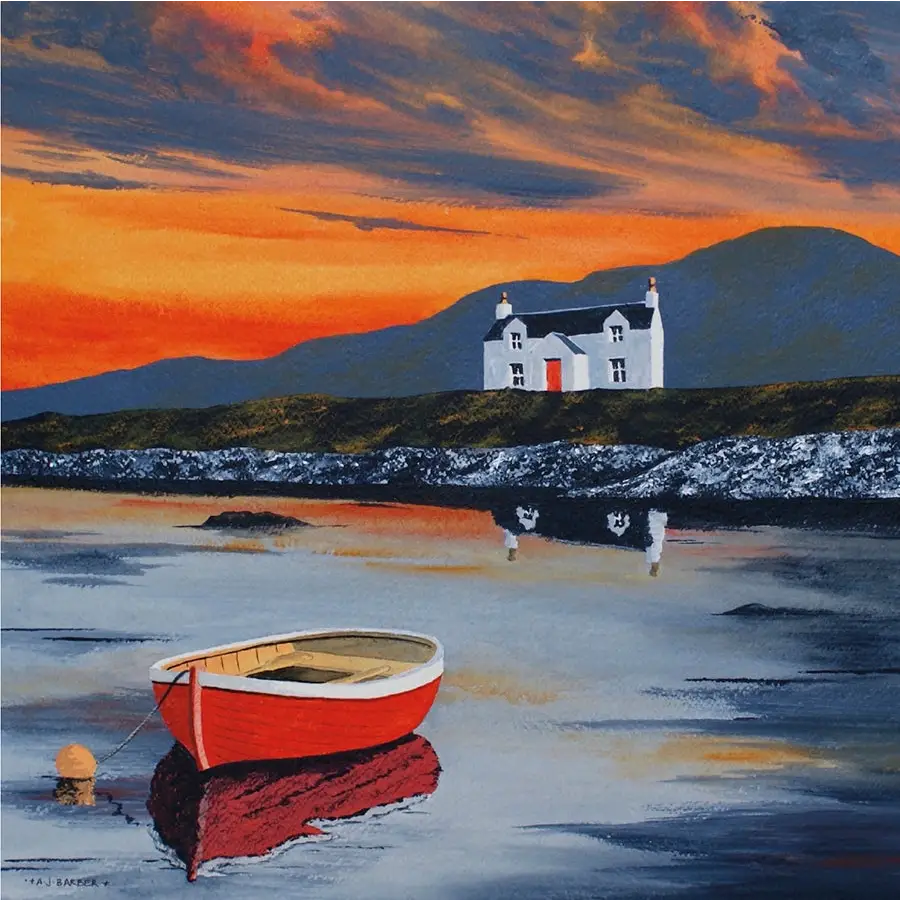 Hebridean Sunset Card - Scottish Art