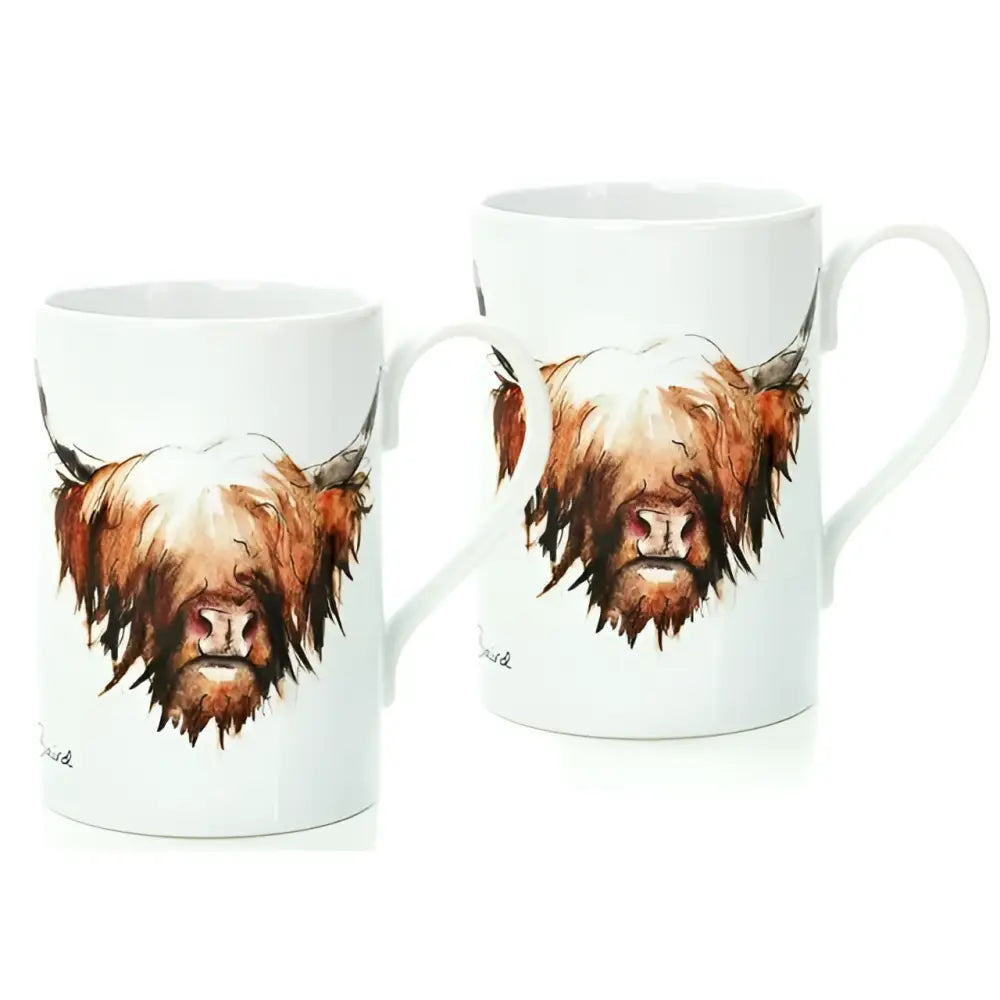 Highland Cow Porcelain Mug - Set of 2 - Poreclain