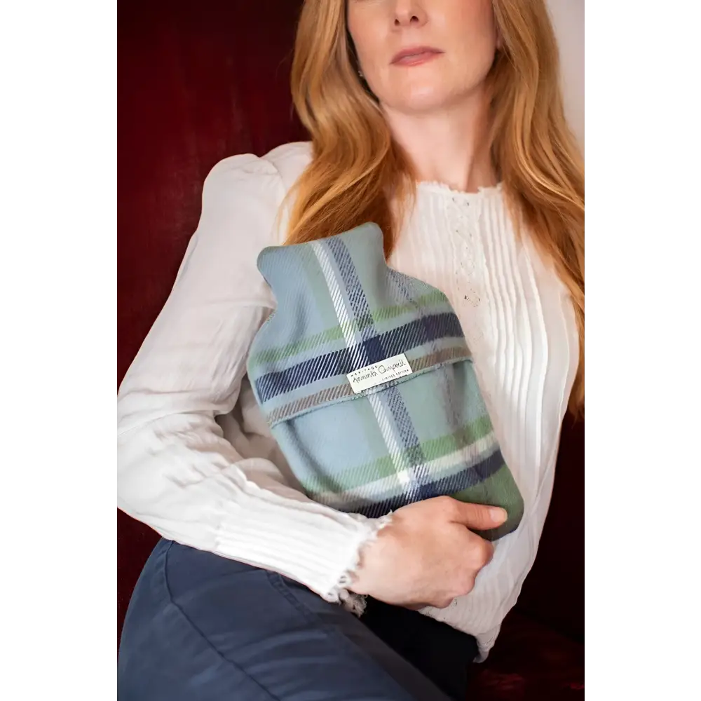 Hot Water Bottle in Lambswool Tartan - Beech Dappled Skies