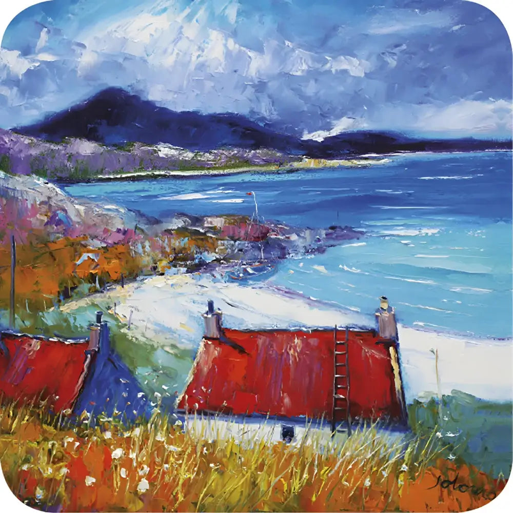 Isle of Harris Red Roofs Coaster - Scottish Home