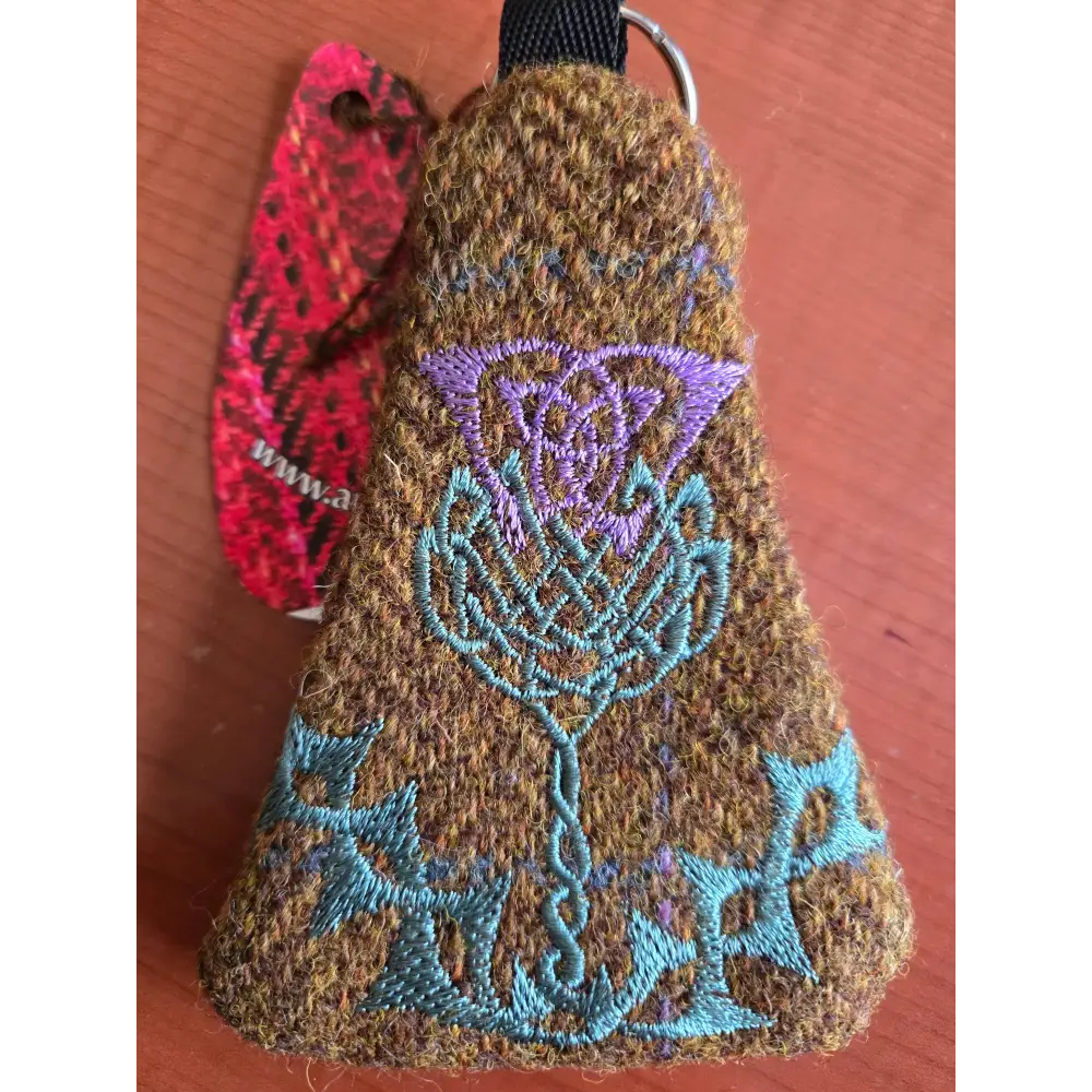 Key Ring Thistle Purse in Harris Tweed - Grren/Brown
