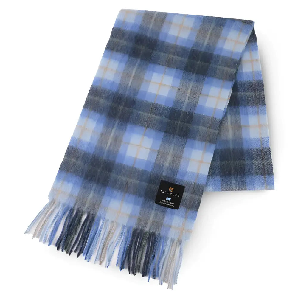 Lambswool Scarf in Tartan - Blue