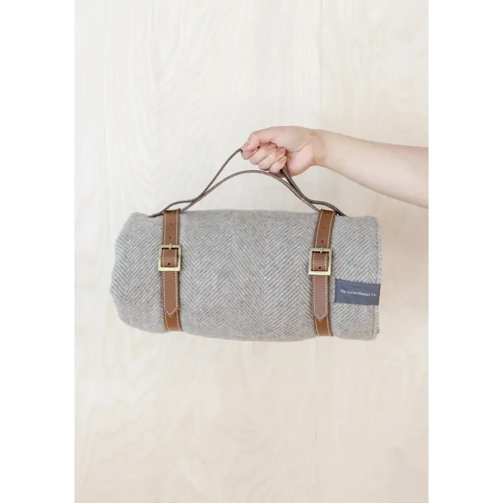 Leather Picnic Blanket Carrier - Tan - Strap