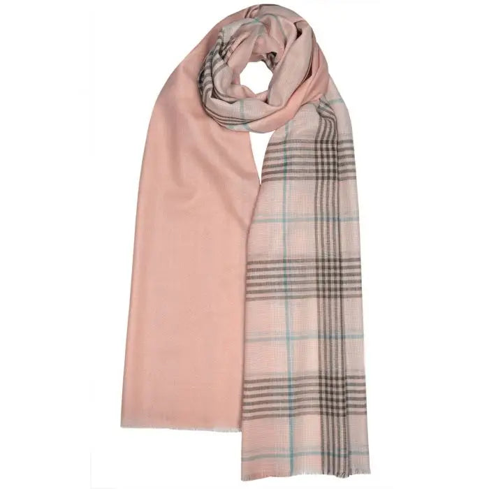Luxury Extra Fine Merino Stole Dalry Opal Check - Scarves