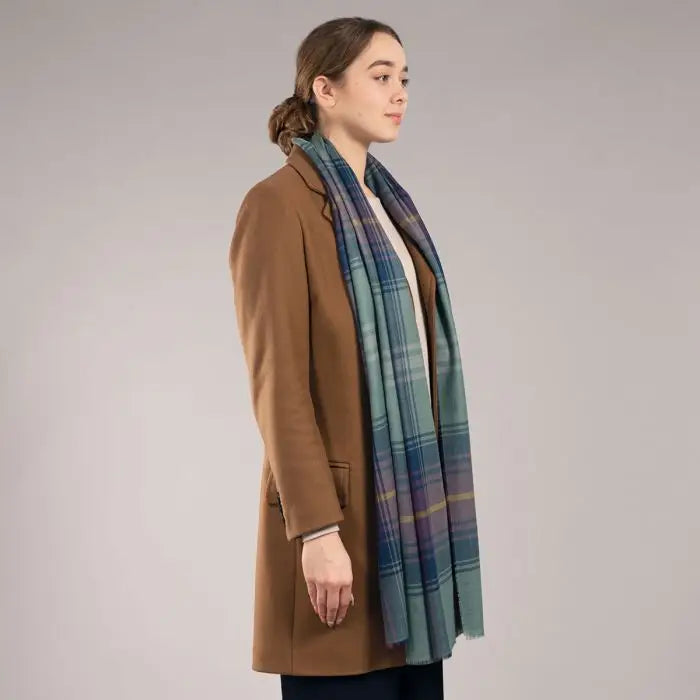 Luxury Extra Fine Merino Stole Hame Tartan - Scarves