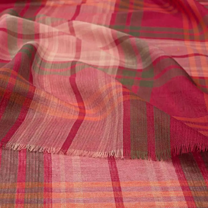Luxury Extra Fine Merino Stole Hunting Rose Tartan - Scarves