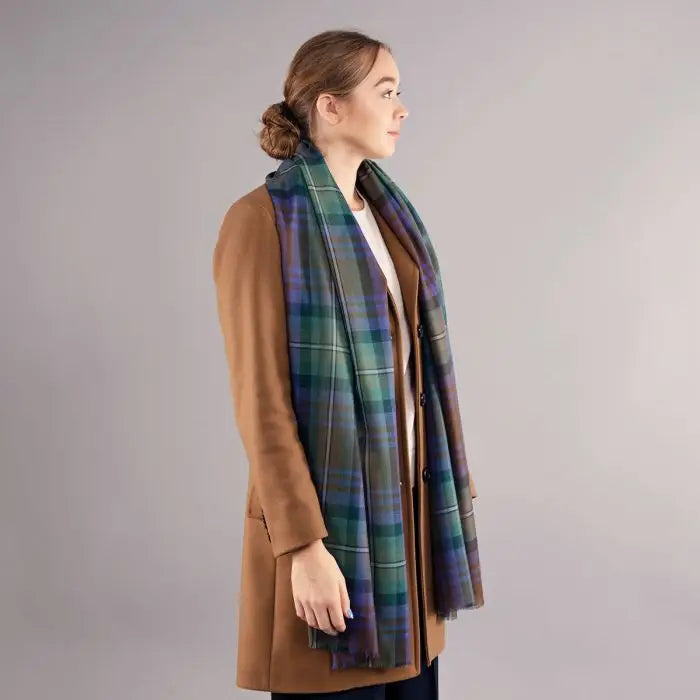 Luxury Extra Fine Merino Stole Isle of Skye Tartan - Scarves