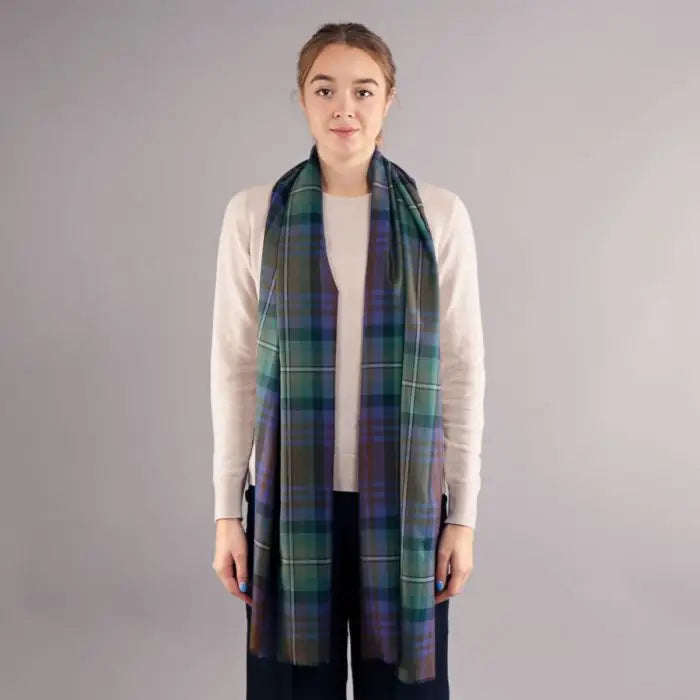 Luxury Extra Fine Merino Stole Isle of Skye Tartan - Scarves