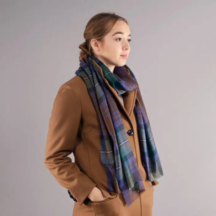 Luxury Extra Fine Merino Stole Isle of Skye Tartan - Scarves