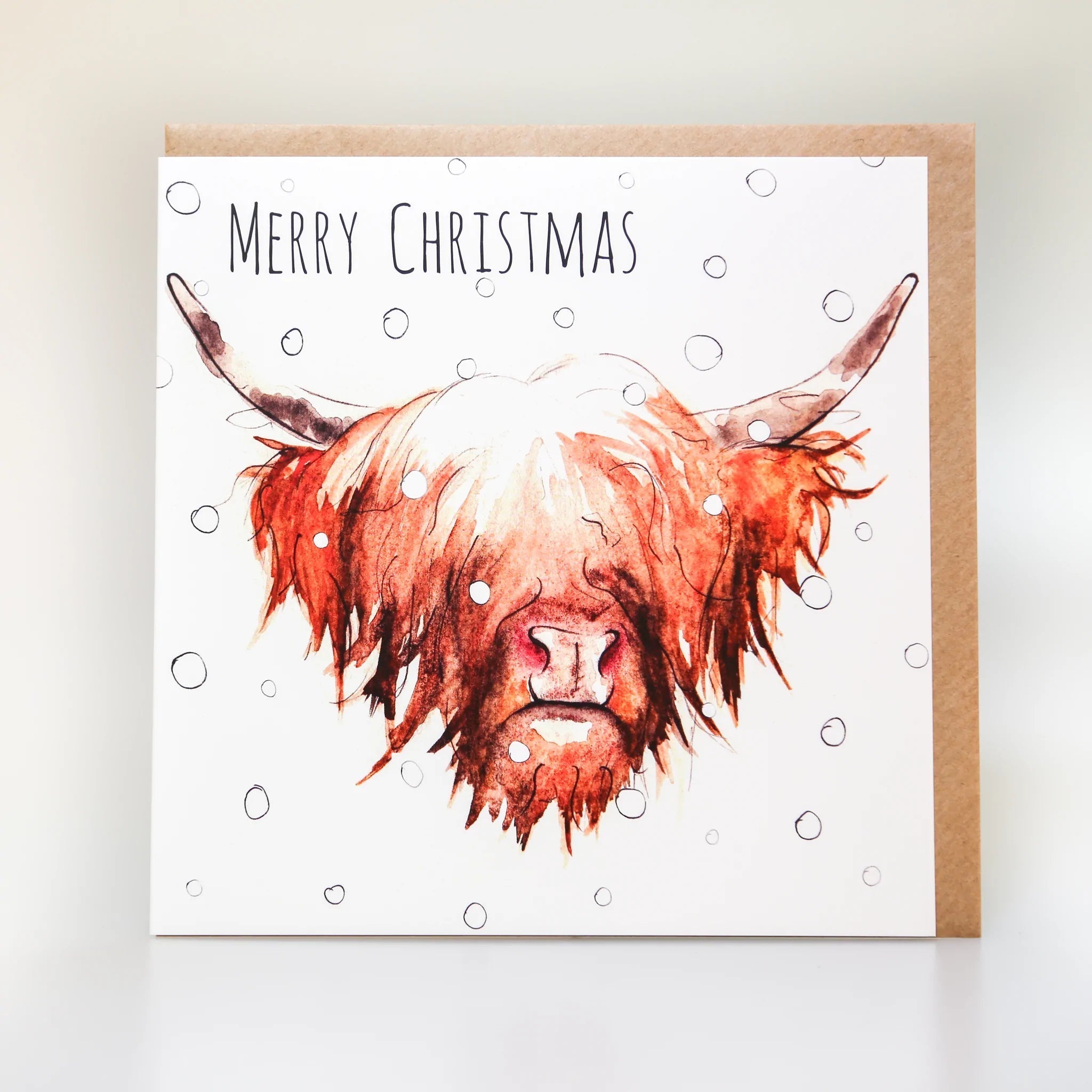 Merry Christmas Highland Cow Card | Clare Baird | Scottish Creations