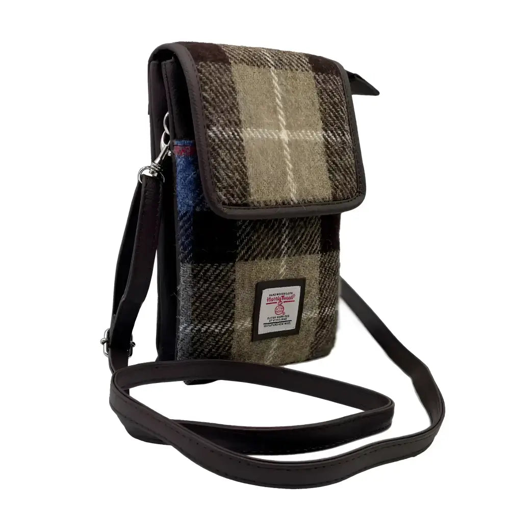 Mini Cross Body Bag in Harris Tweed - Blue Brown Check