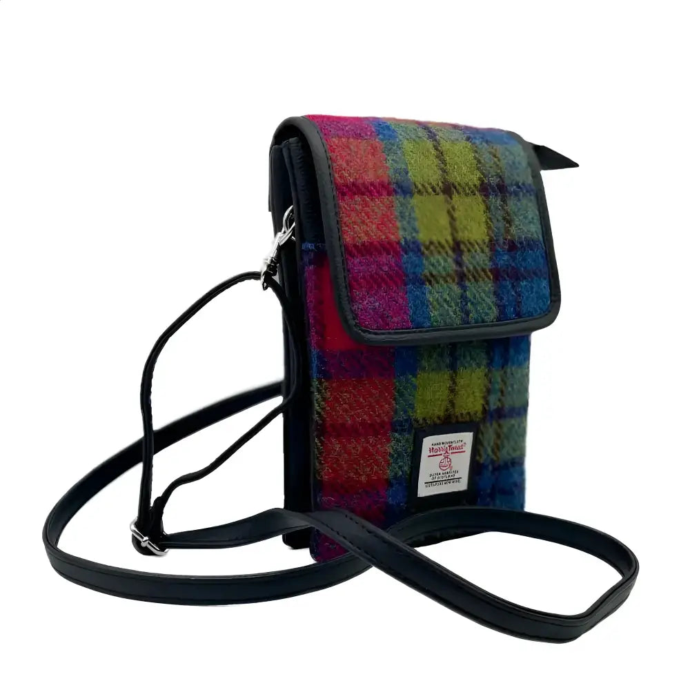 Mini Cross Body Bag in Harris Tweed - Blue/Pink