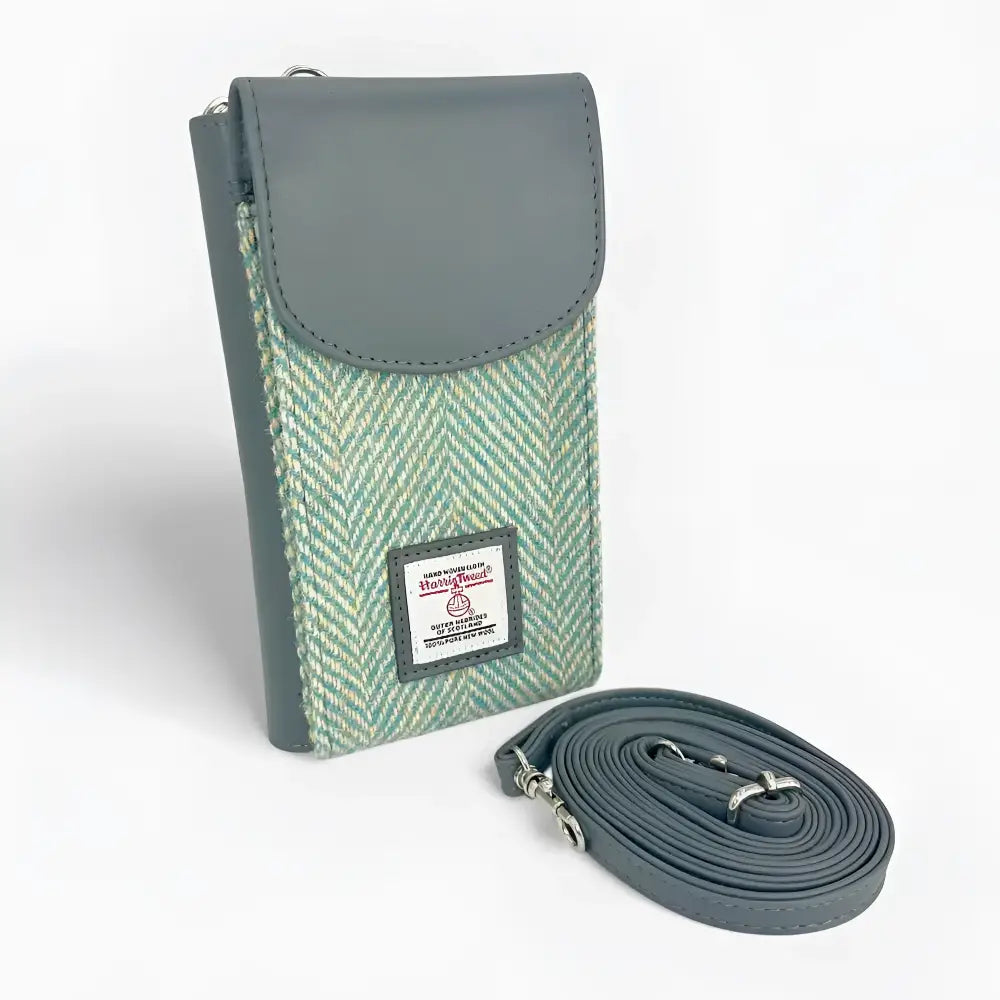 Phone Purse in Harris Tweed - Turquoise