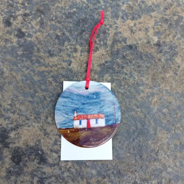 Scottish Porcelain Ornament - Snowy Croft