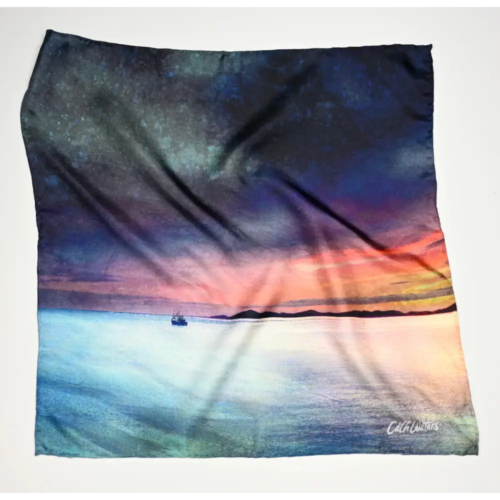 Silk Scarf - Fishing The Little Minch - Large 35’’ x - Scarves