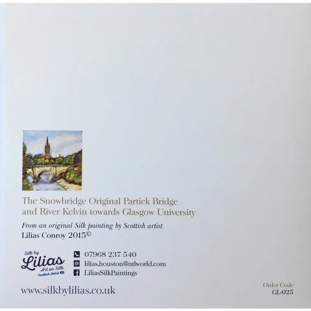 The Snowbridge & River Kelvin Glasgow Card - Scottish Art