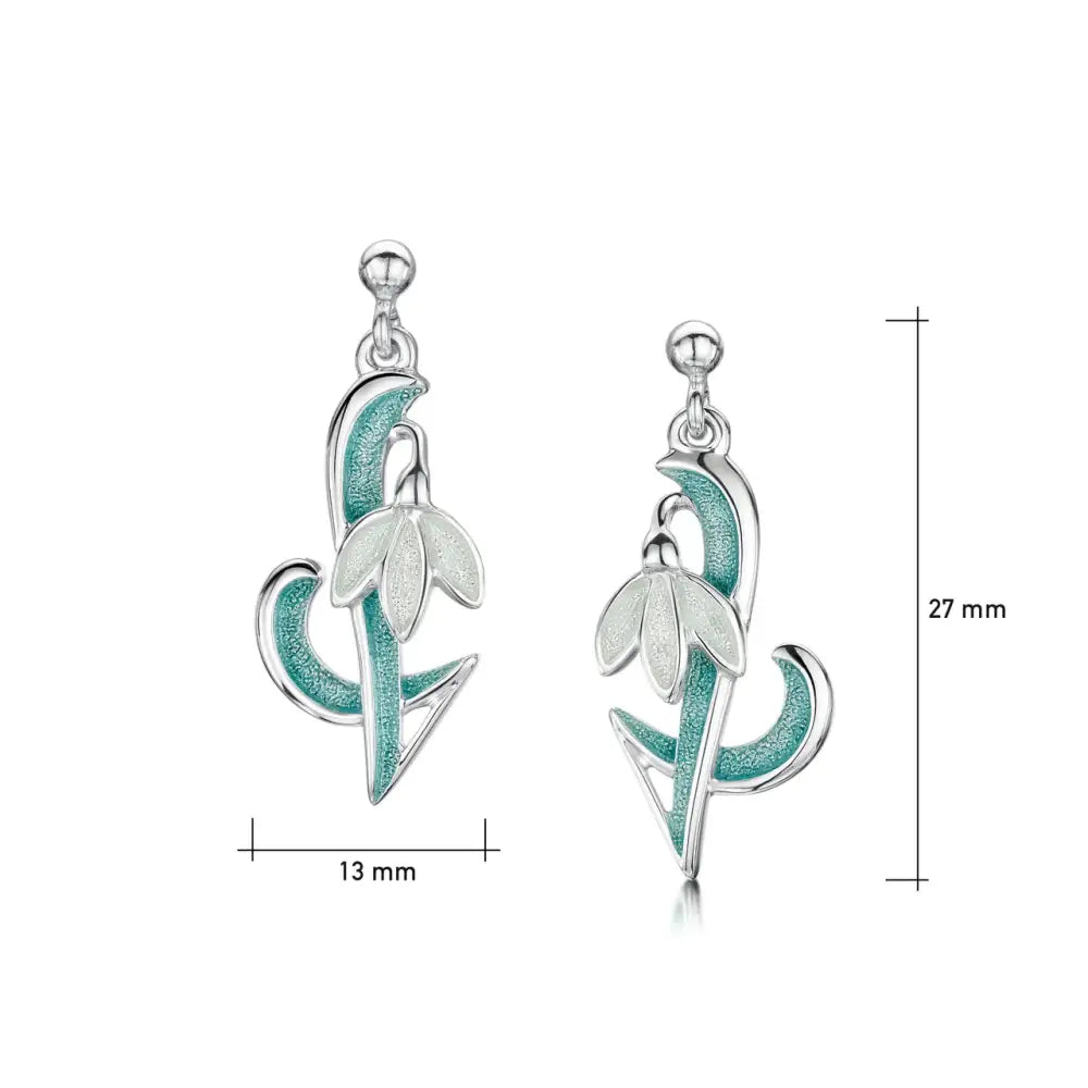 Snowdrop Silver Drop Earrings - Scottish Jewelry