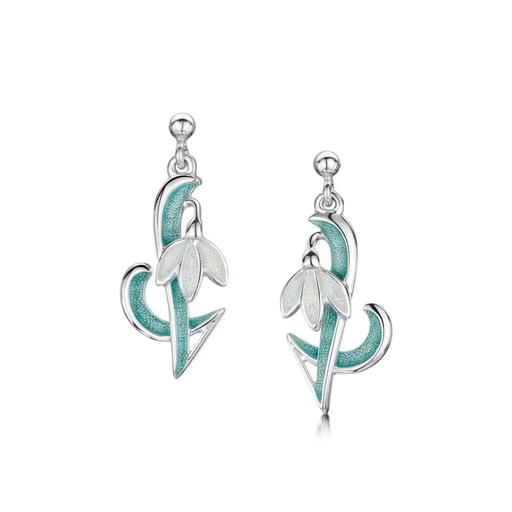Snowdrop Silver Drop Earrings - Scottish Jewelry