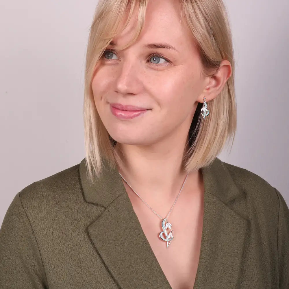 Snowdrop Sterling Silver Necklace - Scottish Jewelry