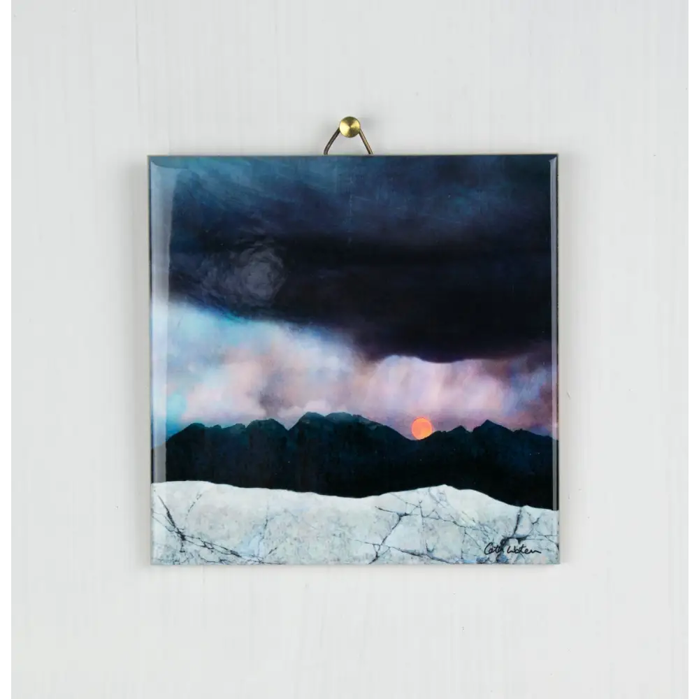 The Strawberry Moonrise over the Cuillins Isle of Skye Ceramic Tile - Scottish Home