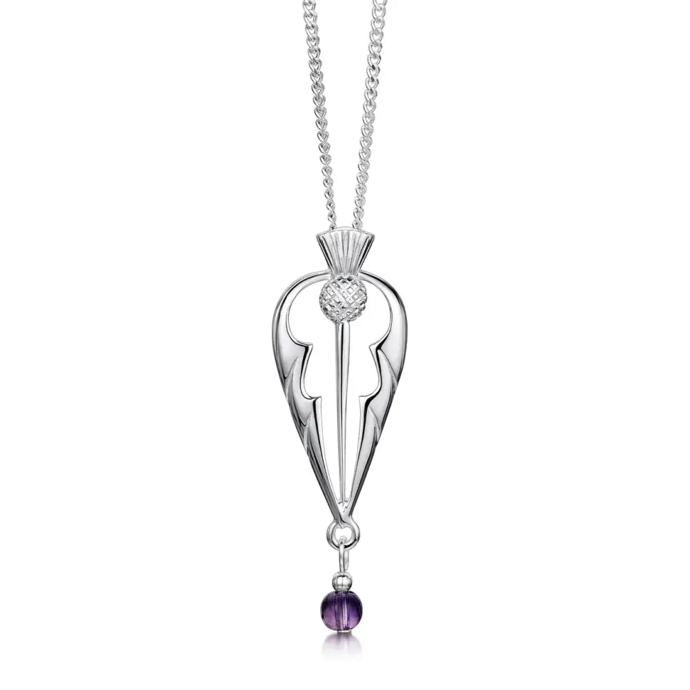 Thistle with Amethyst Necklace - Scottish Jewelry
