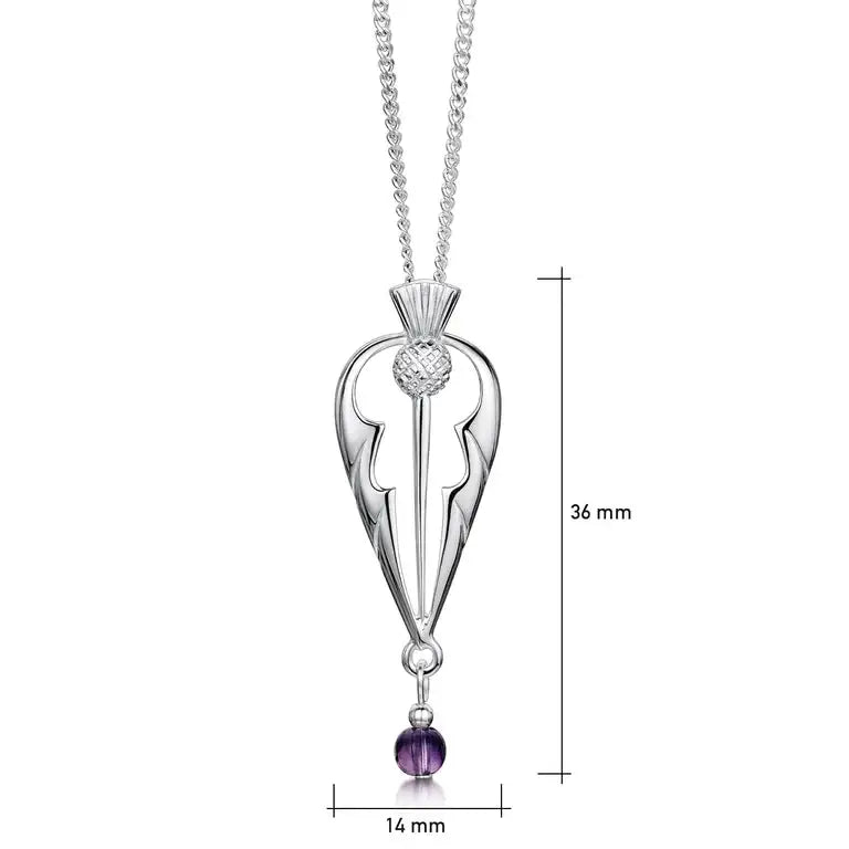 Thistle with Amethyst Necklace - Scottish Jewelry