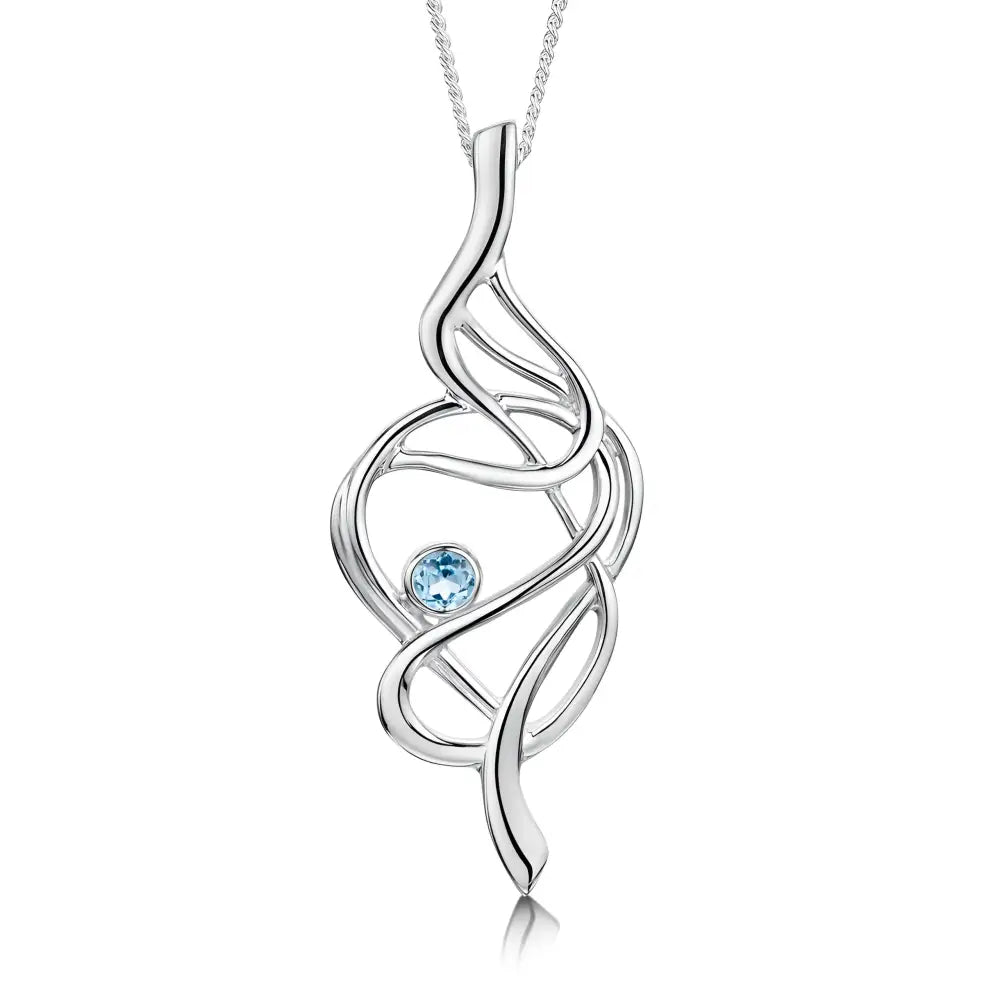 Tidal Occasion Pendant - 16’’ - 18’’ / Silver with Blue Topaz - Scottish Jewelry