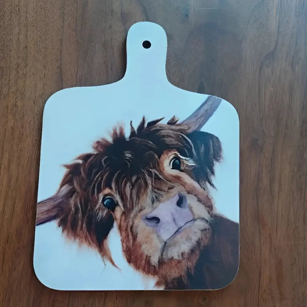 Tufty Highland Cow Mini Cutting Board - Scottish Home
