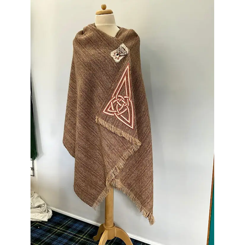 The Tweed Buttoned Wrap - Terracotta and Cream herringbone - Cosy Essentials