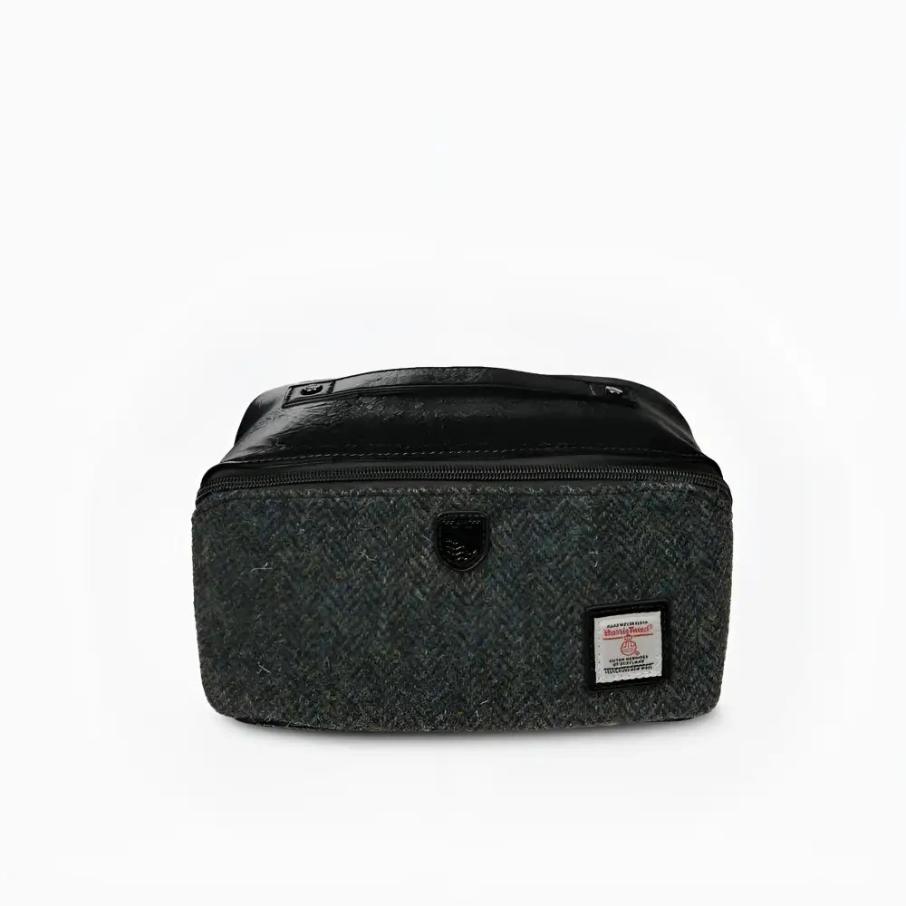 Wash Bag in Harris Tweed - Black Grey