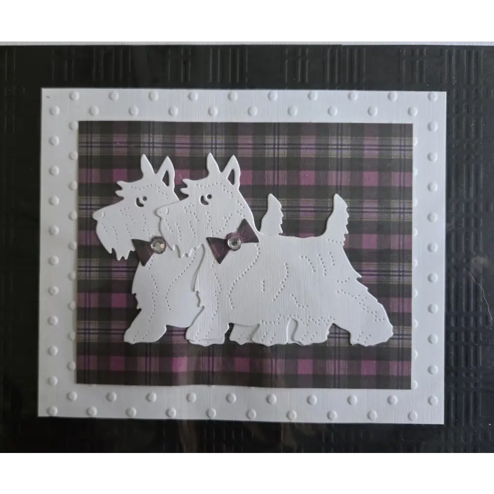 Westies on Purple Tartan Card - Scottish Art