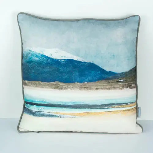 Winter Luskentyre Isle of Harris Pillow - One sided - cotton backed - Pillows