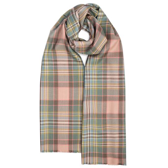 Luxury Extra Fine Merino Stole, Dundee Rose Tartan