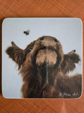 'Bee Friends' Highland Cow Mini Cutting Board