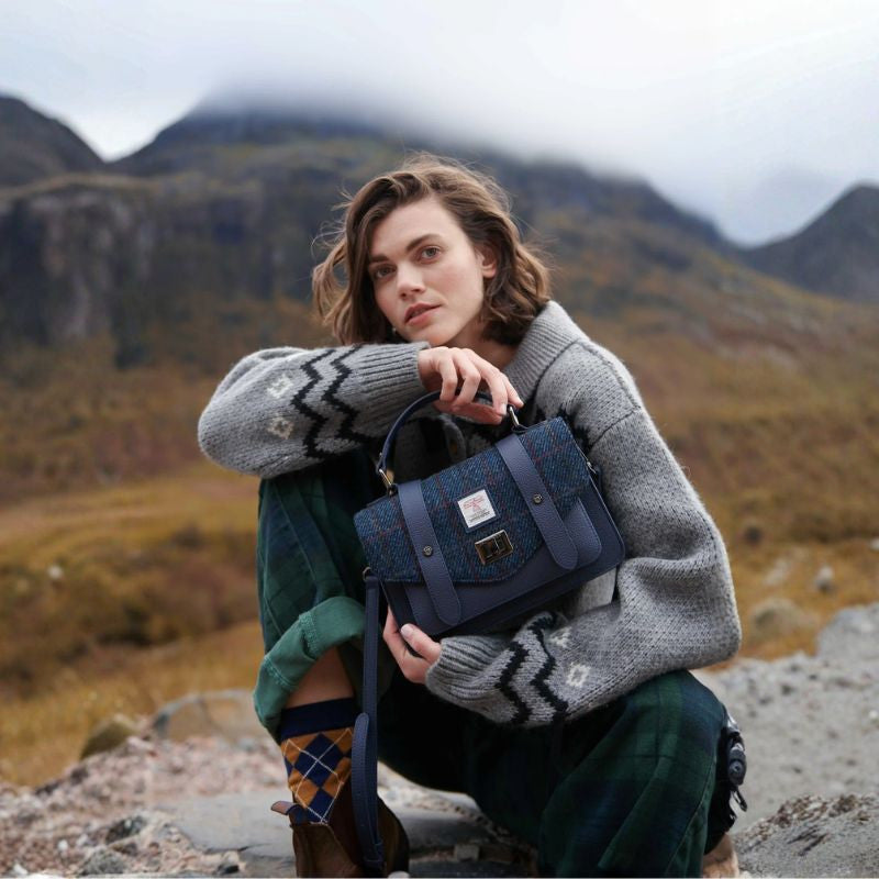 Harris Tweed & Leather Medium Satchel
