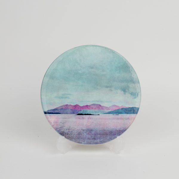 Arran over the Sound of Bute Ceramic Coaster | Cath Waters | Scottish Creations