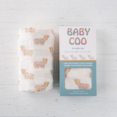 Baby Coo Muslin Swaddle | Hairy Coo | Scottish Creations