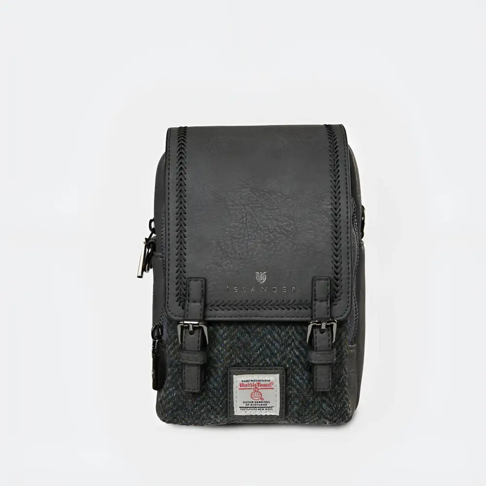 The Baby Jura Crossbody Bag - Black and Grey - Harris Tweed