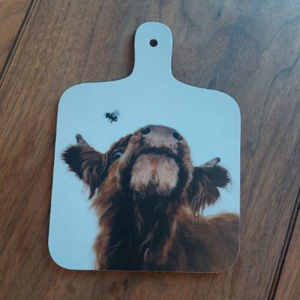 Bee Friends Highland Cow Mini Cutting Board | Karen Price | Scottish Creations