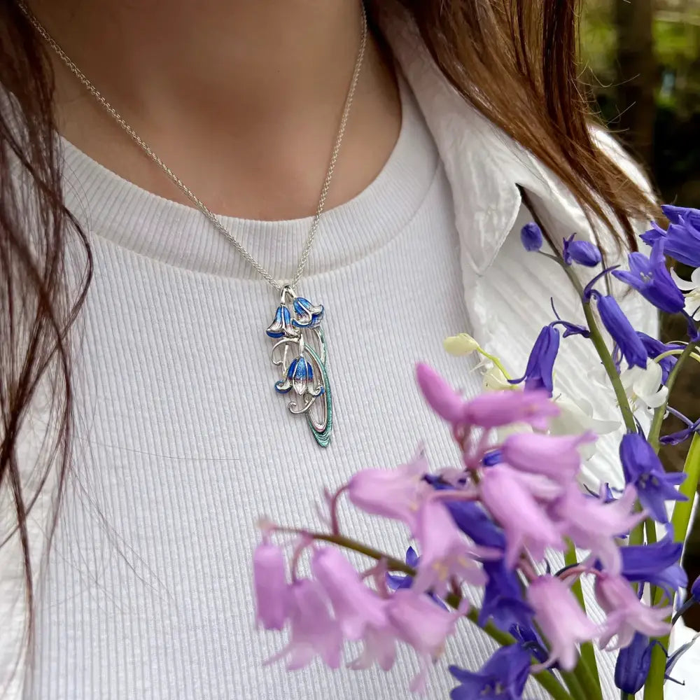 Bluebell Enamel Dress Necklace by Sheila Fleet - Scottish Jewelry
